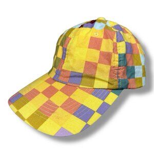 Baggu Baseball Cap Multicolor Check Checkered Yellow Purple Strapback OS Organic